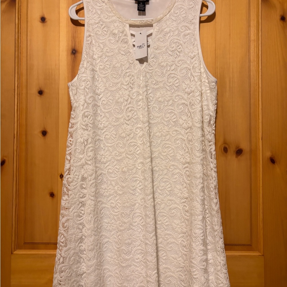Rue21 White Lace Sleeveless A-Line Dress